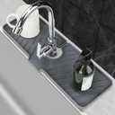 Silicone Faucet Tray - Kitchen and Bathroom Sink Organizer with Drip Catcher, Soap/Sponge Holder and Splash Guard Protector(17.7*6.3 inch-Dark Grey)