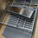 KitchenAid Large Capacity Full Size Rust Resistant Dish Rack with Angled Drain Board and Removable Flatware Caddy, Light Grey