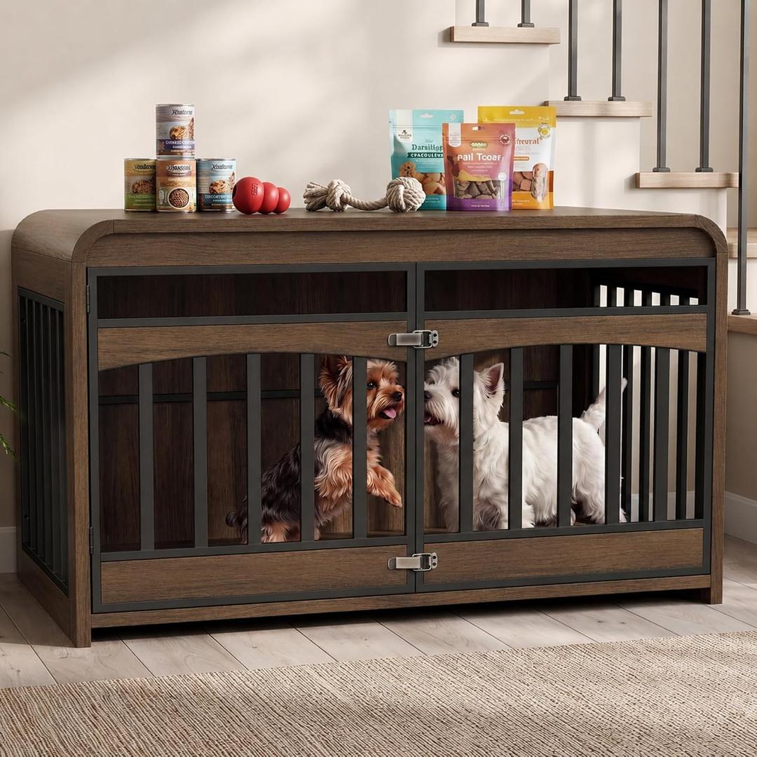 39.4" Dog Crate Furniture, Wooden Dog Cage for Small & Medium Dog