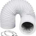 Omont Dryer Vent Hose 4 Inch 5FT Flexible Dryer Ducting Tube Air Duct Aluminum Insulated Flex Hose Kit Indoor Outdoor (White)