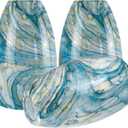 GO&SO 3-Pack Ink-blue Pendant Light Wave Glass Lamp Shades - Hand-Blown Rippled Texture with White Gradient, 7.8"H x 4"W Oval Art Fixtures, 1.57" Fitter,Mini Lamp Shade & Pendant Lamp Replacement Set