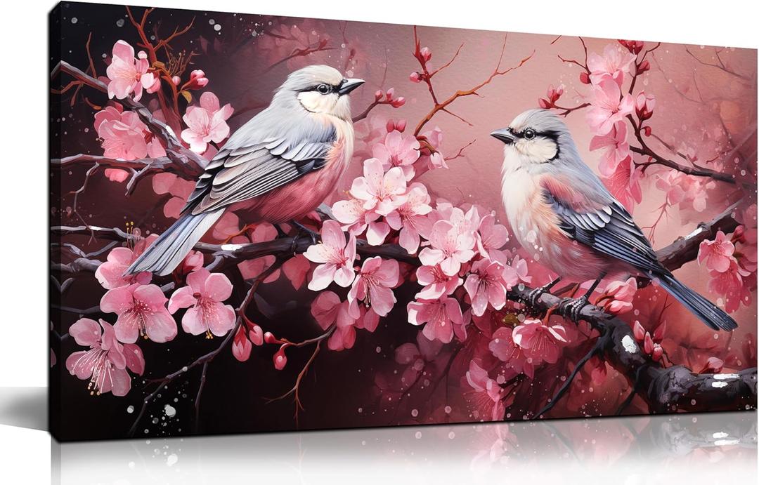 Magnolia Flower Bedroom Wall Art for Bedroom - Pink Flower Picture Wall Art for Living Room - Home Office Decor Wall Ready to Hang Size 20" x 40"