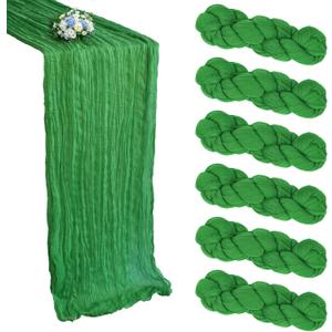 6 Pack Green Cheesecloth Table Runner 10FT Boho Cheese Cloths Gauze Fabric Spring Table Runners 120 Inch Rustic for Wedding Birthday Party Baby Shower Holiday Home Decorations