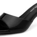 Shoe Land Women's Low Heels Stiletto Heeled Slides, Open Toe One Band Slip-On Heeled Mules Dressy Heeled Sandals for Prom, Party Wedding and Vacation