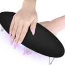 2 in 1 Nail Lamp & Hand Rest,Soft Nail Arm Rest with Gel Light,48W LED Nail Curing Lamp Dry Fingernails Toenails Gel Polish,Home Manicure Salon Tool (Black)