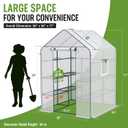 WORKPRO Greenhouse, 56 x 56 x 77 Heavy Duty Walk in Greenhouses for Outdoors with Screen Windows, Thicken PE Cover, 3 Tier 8 Shelves Portable Green House Kit for Patio, Backyard and Porch