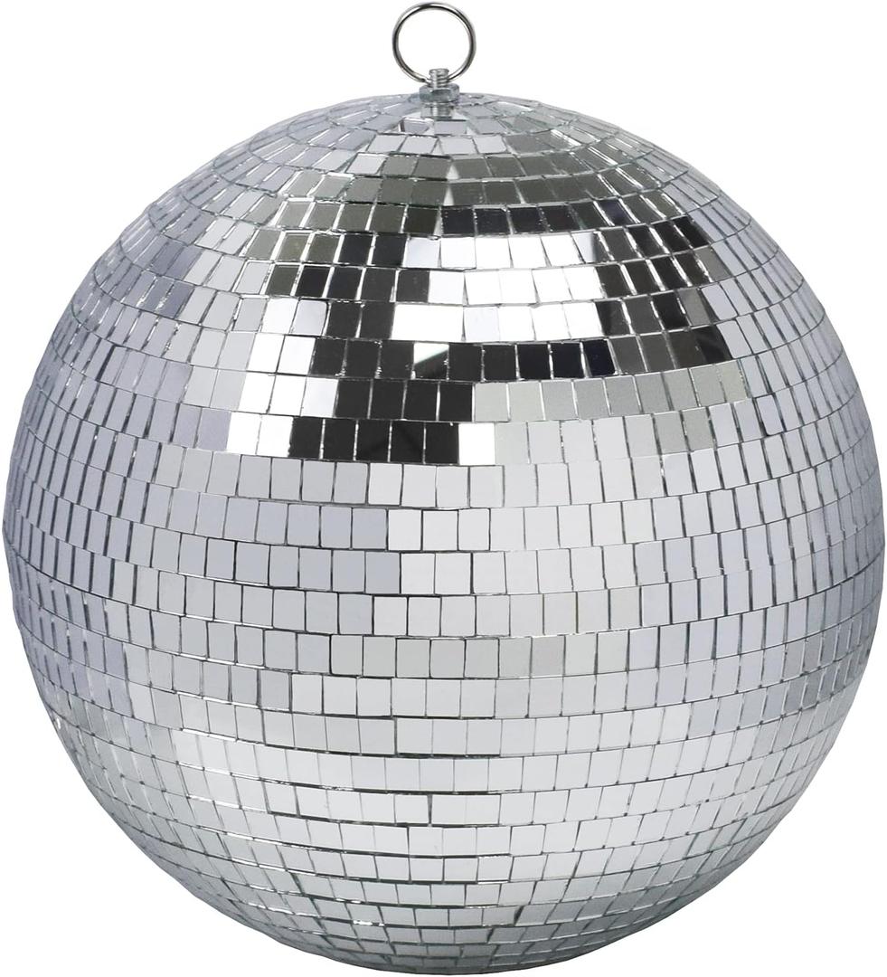 12" Disco Ball Mirror Ball Disco Party Decoration Stage Light Dj Light Effect Home Business Christmas Display Decoration Silver