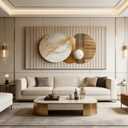 ONEOLTN Large 3D Texture Gold Geometry Canvas Wall Art for Living Room Modern Luxury Abstract Geometric Paintings Minimalist Aesthetic Square Circle Artwork Pictures Bedroom Office Decor 20X 40