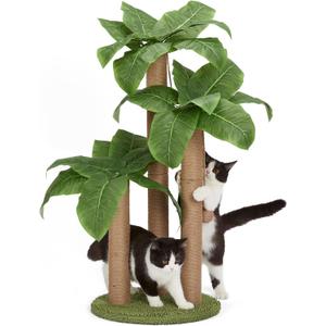 31.5Inch Cat Scratching Post,Cat Scratcher Tree with 3 Scratching Poles & 2 Interactive Dangling Balls,Cats Scratching Posts for Indoor Kitten & Adult Cats
