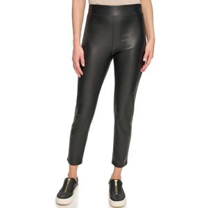 DKNY Faux Leather Pull-On Leggings (Medium, Black)