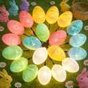 Easter Lights Battery Operated Easter Decorations Egg Lights 10FT 20LED Crack Colorful Eggs Fairy Light 8 Modes Timer for Home Bedroom Window Party Indoor Outdoor Tree Spring Easter Decor, Warm