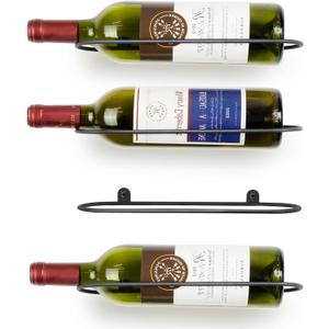 AQAREA Wall Mounted Wine Rack: Metal Wall Mount Wine Bottle Holder - for Wine Cellar Home Kitchen Bar Decor - 4Pcs
