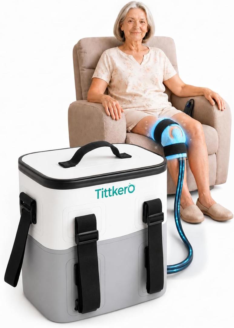 Ice Machine for Knee After Surgery with Continuous Cold Circulation, Cold Therapy Machine, Ice Therapy Machine with Physical Compression Quiet Pump for Shoulder, Hips,Ankles, Feet Pain Relief Recovery