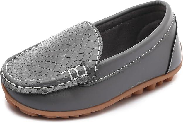 LONSOEN Toddler Little Kid Boys Girls Soft Slip On Loafers Dress Flat Shoes, Size: 24 Toddler 8