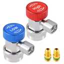 R134a Quick Coupler Adapter, Adjustable R134a Adapters and AC Hose Fittings, HP and LP Connectors for R134a Car AC System Evacuation Recharging and More, 1/4" Flares,2 Set