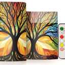 ALAZA Mysterious Tree Colorful Flameless Candles, LED Pillar Candles with Remote Timer, Battery Operated Candles Set of 2
