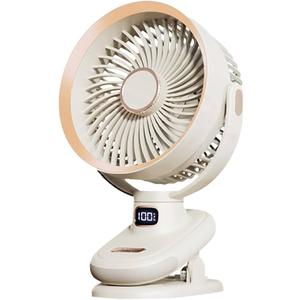 Oscillating Table Fan, Small USB Fan with Battery Operated, 6.5'' Super Quiet Desk Fan with 5 Speeds, 8H Timer, Suitable for Home Office Camp Travel (White)