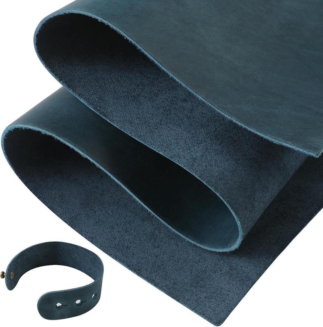 RingSun 24''X24'' Blue Leather Sheets for Crafts (2mm), Full Grain Leather Tooling Leather