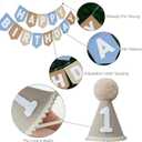 DCJHFJ Felt Khaki Blue Happy Birthday High Chair Banner Pre-Strung Birthday Hanging Decoration for 1st Birthday Decorations Boy
