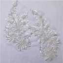 Flower Embroidery, Lace-Edge Sequin Beads, Flower Embroidery, Sewing and Applique Patches 2 Pairs(Beige)