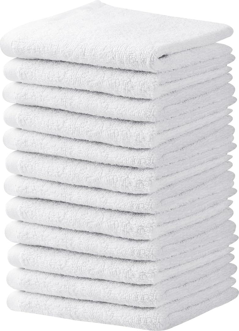 Towel and Linen Mart White Salon Towels, Pack of 12 (Not Bleach Proof, 16 x 27 Inches) Highly Absorbent Towels for Hand, Salon, Gym, Beauty, Spa, and Home Hair Care (White) (Small)