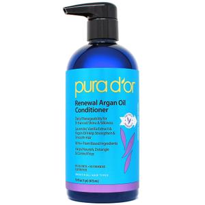 PURA D'OR 16 Oz Renewal Argan Oil Conditioner  Sulfate-Free, Hydrating, Frizz Control, Color-Safe, with Organic Aloe Vera & Argan Oil, Nourishing & Strengthening for Dry, Damaged Hair