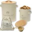 Dog Treat Container Airtight with Scoop  Large 57 lbs (24 Cups) Capacity for Biscuits, Snacks & Kibble  2-Piece Storage Set with Small Bonus Canister  Decorative Countertop Jar