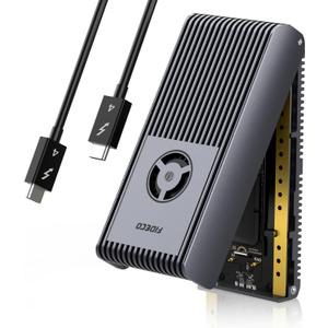 FIDECO 40Gbps M.2 NVMe Enclosure, USB4 NVMe SSD Enclosure for M1 M2 Pro/Max with Cooling Fan, Compatible with Thunderbolt 4/3, USB4/3.2/3.1/3.0, Full Aluminum Alloy Body, Sandwich Style Design