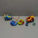 Prextex 2 Pack Cartoon Remote Control Cars for Toddlers  Police Car and Race Car with Steering Wheel Controllers and Lights  Different Frequencies So Both Can Race Together  Toddler Gift 18+ Months