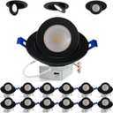 Adetu Recessed Lighting 6 inch, 360+90 Adjustable Directional 6 inch 5CCT Gimbal Black Led Recessed Lighting, 2700K-5000K Dimmable Retrofit Eyeball Can Recessed Lights with Jbox, ETBlack-10 Pack
