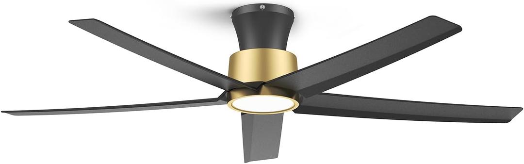 ocioc 52 inch Ceiling Fans with Lights, Large Air Volume Ceiling Fans with Reversible Quiet DC Motor and RemoteBlack-Gold
