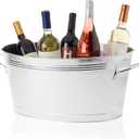 True Galvanized Tub, Large Ice Buckets for Parties, Beverage Cooler for Beer, Wine, Soda, Bottled Water, Rustic Beverage Tub, Drink Bucket for Indoor & Outdoor Party, 6.3 Gal (23.8 Liters), Set of 1