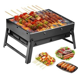 Portable Charcoal Grill,17" Folding Portable BBQ Charcoal Grill Compact Tabletop Mini Smoker Small BBQ Grill Outdoor for Travel Backyard Picnic Beach