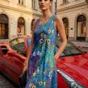 LUXVEER Women's Bohemien Summer Dresses 2026 Sleeveless Casual Loose Swim Coverup Scoopneck Casual Loose Tank Flowy Swing Mini Sundress 2XL