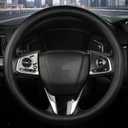 Leather Steering Wheel Cover, Anti-Slip, Safety, Soft, Breathable,Thin, Adaptable to 14.5-15 inches Steering Wheel Fit SUV Jeep Van Sedan, Car Steering Wheel Protector for Women Men,Classic Black