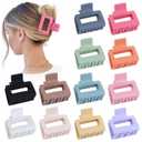 Sisiaipu 2 Inch Medium Hair Claw Clips 12 Pcs Square Hair Clips for Thin Hair Matte Nonslip Acrylic Banana Jaw Clips Bulk Hair Accessories for women and Girls - Colorful