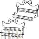 Hedume Set of 2 Jewelry Organizer, Wall Mounted Black Metal Necklace Holder with 20 Fixed Hooks and 20 Removable Hooks, Jewelry Display Storage Rack for Necklaces and Bracelets