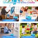 2026 Next-Gen Paint Brush Cleaner Tool [One-Press Cleaning & Leak-Proof] Complete Brush Washer Art Set with Canvas, Brushes & Pencil Case | Ideal Gift for Artists, Beginners & Students-Blue