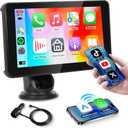 Portable Car Stereo Wireless Carplay Screen Android Auto Screen, Rimoody 7 Inch Touch Screen Portable Carplay Screen with Bluetooth FM Transmitter Mirror Link Voice control AUX Cable
