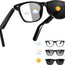 ReyDix Smart Glasses for Men Women, Bluetooth Audio Sunglasses with Color-Change Lenses Automatic Power On Off UV Protection Anti-Blue Lens Speakers Touch Control for Indoor Outdoor Walking Working (E10-cc)