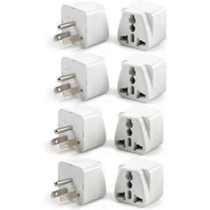 8 Pack Universal Adapter, UK to US Adapter, Europe to US Plug Adapter, Travel Adapters, European to USA General Adapter, American Outlet Plug Adapter (White)