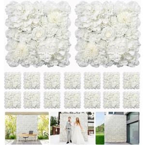 Artificial Flower Wall Backdrop 16pcs 16.5x16.5 Inch Silk Rose Floral Wall Panel Ideal for Wedding Celebrations, Festive Party Backdrops, and Elegant Home Decor-White Artificial Flower Wall Backdrop 16pcs 16.5x16.5 Inch Silk Rose Floral Wall Panel Ideal for Wedding Celebrations, Festive Party Backdrops, and Elegant Home Decor-White