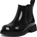 K KomForme Girls Glitter Ankle Boots Side Zipper Chelsea Booties Lug Sole (2 Big Kids)