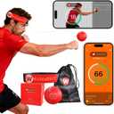 WiiMad Boxing Reflex Ball with Punch Counter App, Fun Punch Game with Headband, Hand Eye Coordination Training | Boxing Equipment, Fitness Gift Ideas for Teen Boys and Anyone into MMA Training (Red)