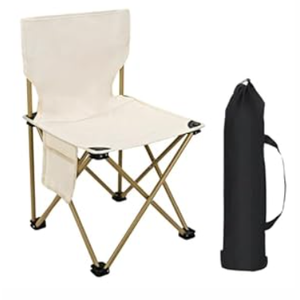 Folding Camping Chair for Small Man, Portable Outdoor Backpacking Chair for Fishing, Hiking, Picnic, Camping, Lawn, Concert, Ultralight Compact Camping Chair with Carry Bag (Beige)