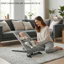 Alpine Deluxe Baby Rocker, 3-in-1 Convertible Baby Bouncer Seat, Organic Cotton Portable Infant Rocking Chair with Safety Harness, Removable Cushion for Newborn to Toddler, 0-6 Months, Charcoal Tweed