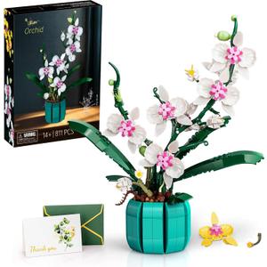 JOJO&Peach Orchid Bonsai Building Set, Botanical Collection, Artificial Flowers for The Home or Office, Gifts for Valentine, Mother's Day, Anniversary, Birthday (811 Pieces)