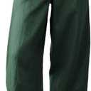 Tanming Womens Linen Pants Casual Capri Baggy Wide Leg Trousers Palazzo Pants Beach Vacation Outfits (Black, XS)
