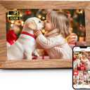 Frameo 10.1" Digital Picture Frame, Smart WiFi Digital Photo Frame with 1280x800 HD IPS Touch Screen 32GB Memory Auto-Rotate Wall Mounted, Share Photos/Videos from Phone Anywhere - Brown