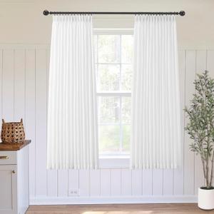 LIMON HOME White Linen Curtains 63 inch Length Pinch Pleat Curtains for Living Room (40"W x 63"L (Pack of 2))